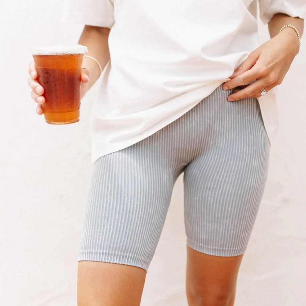 New! Solai Oakley Ribbed Bike Shorts Faded Blue M/L  STRETCHY